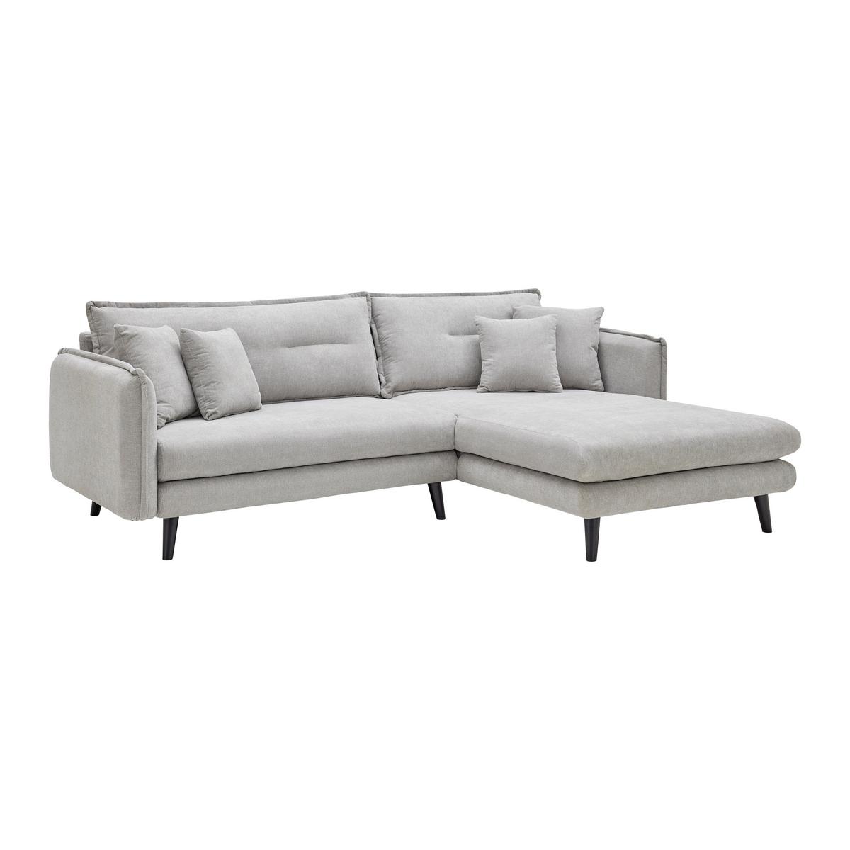 Wohnlandschaft Dajana Hellgrau Webstoff - Hellgrau/Schwarz, Modern, Holz/Textil (251/102/173cm) - Bessagi Home