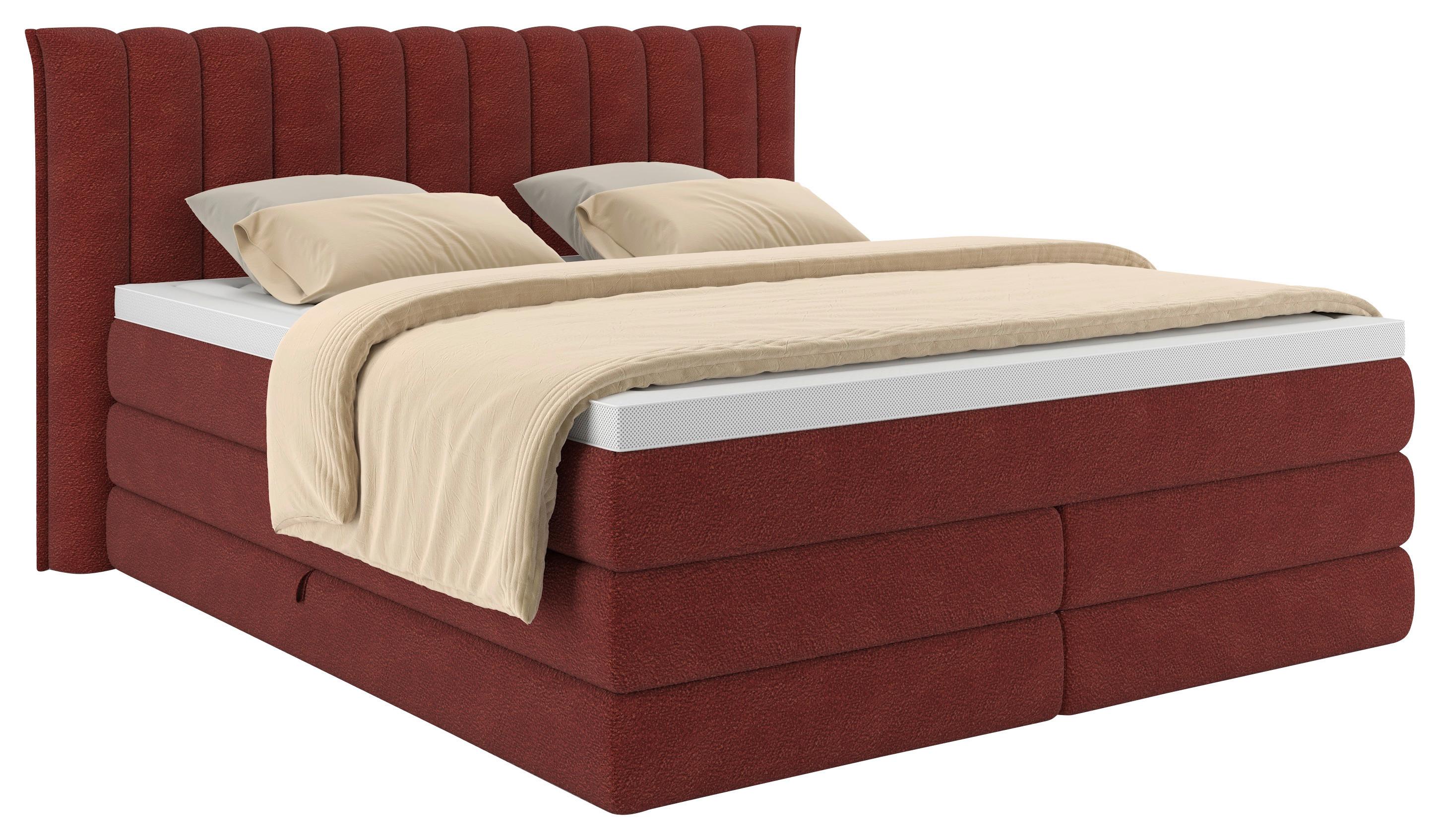 Boxspringbett Lina Rot ca. 180x200cm - Rot, KONVENTIONELL, Holz/Holzwerkstoff (180/200cm) - Premium Living