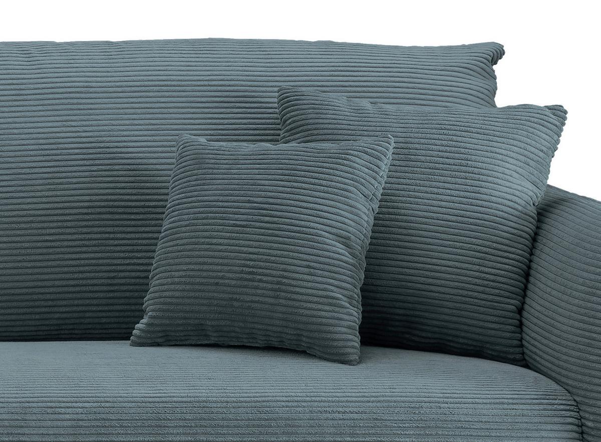 Wohnlandschaft Vanilla Petrol Cord - Petrol/Schwarz, Design, Textil/Metall (178/264-302cm) - Livetastic