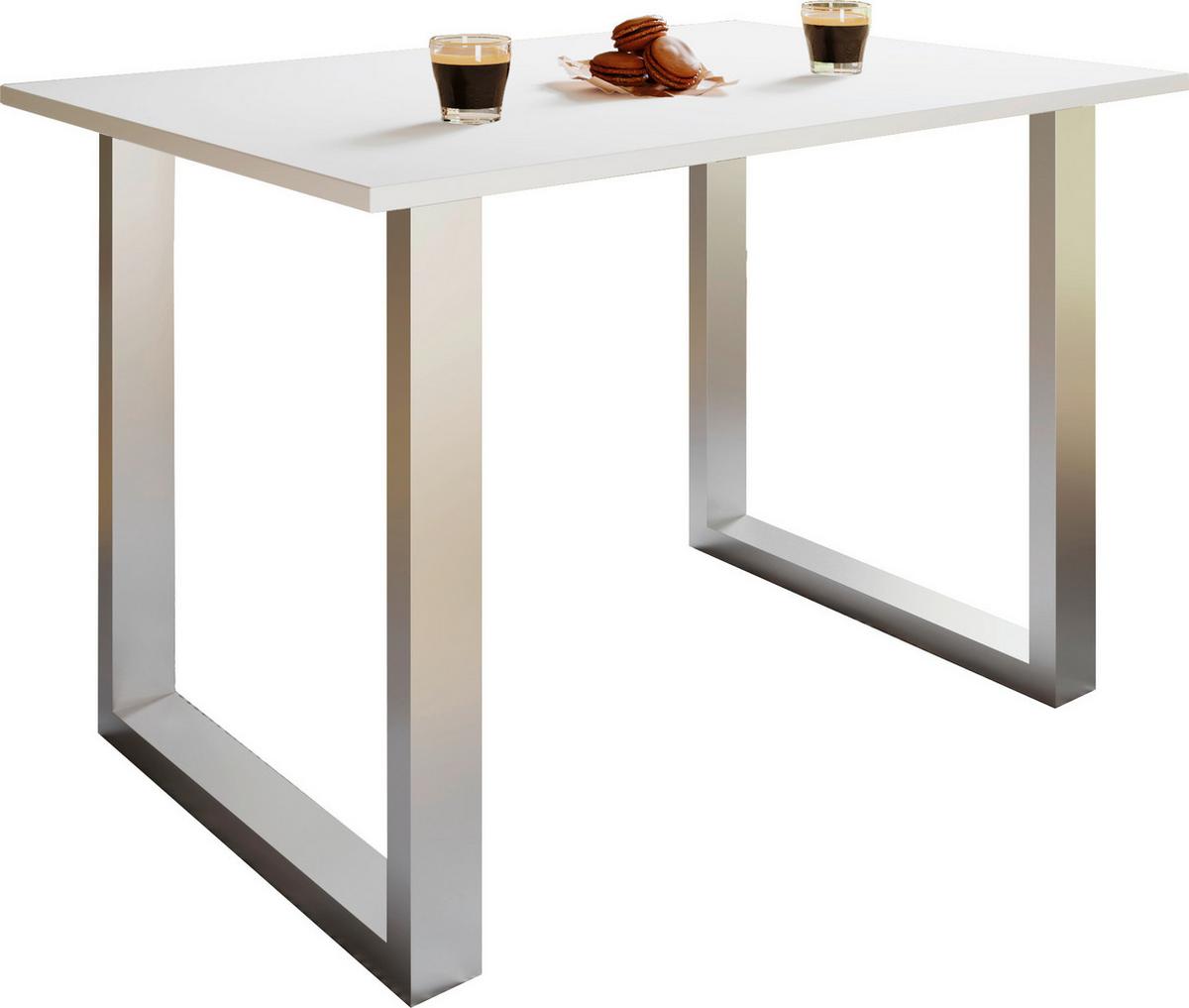 Pisalna Miza Lona, Bela, Srebrna, 110x50cm - srebrne barve/bela, Design, kovina/leseni material (110/50/76cm) - MID.YOU