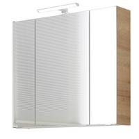 Tükrös Szekrény Luga - krómszínű/tölgyfa színű, Modern, faalapú anyag/Üveg (80/70/16cm)