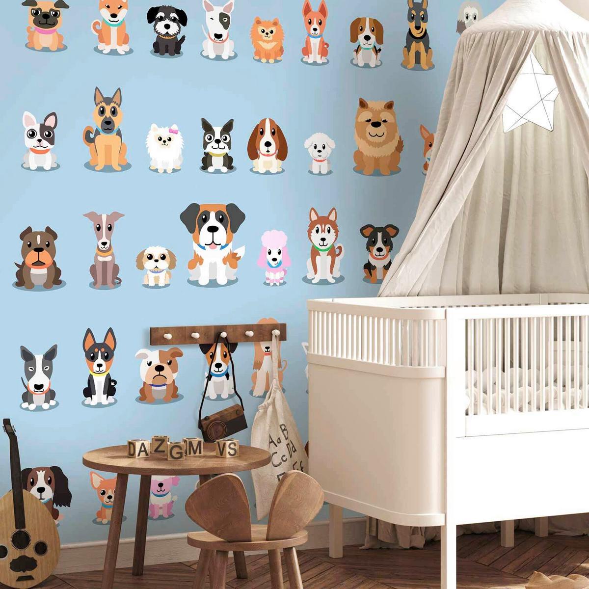 Fototapeta Happy Crowd, 200x140cm - pastelno modra/rjava, Trendi, tekstil (200/140cm) - artgeist