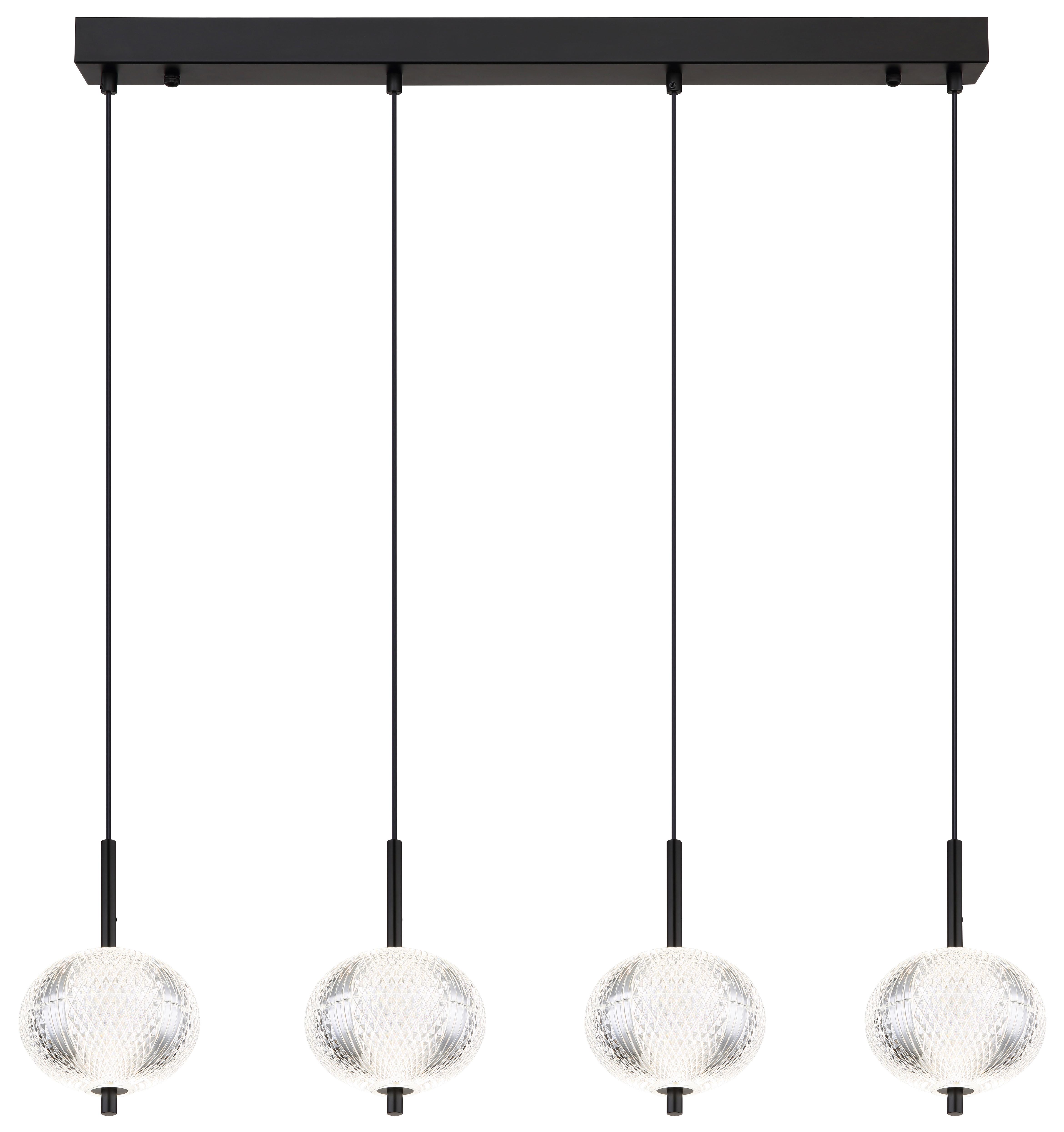 LED-Hängeleuchte Aida Klar/Schwarz max. 23 Watt - Klar/Schwarz, KONVENTIONELL, Kunststoff/Metall (85/15/120cm) - Globo