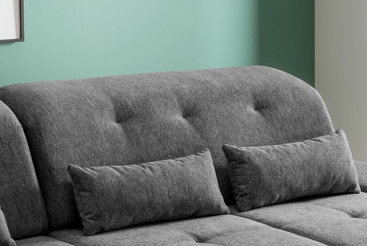 Ecksofa Dalida Anthrazit Chenille mit Bettkasten - Chromfarben/Anthrazit, Design, Textil/Metall (254/280cm) - Livetastic