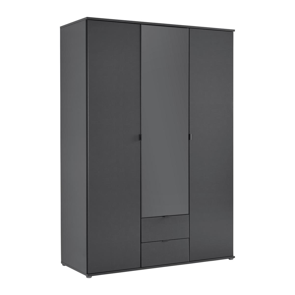 Drehtürenschrank Avila Grau - Grau, Konventionell, Glas/Holzwerkstoff (136/194/53cm) - Mömax