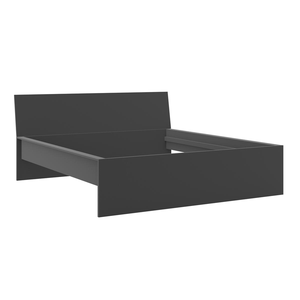 Bett Unit 180 Anthrazit ca. 180x200cm - Anthrazit, KONVENTIONELL, Holzwerkstoff (180/200cm) - Based