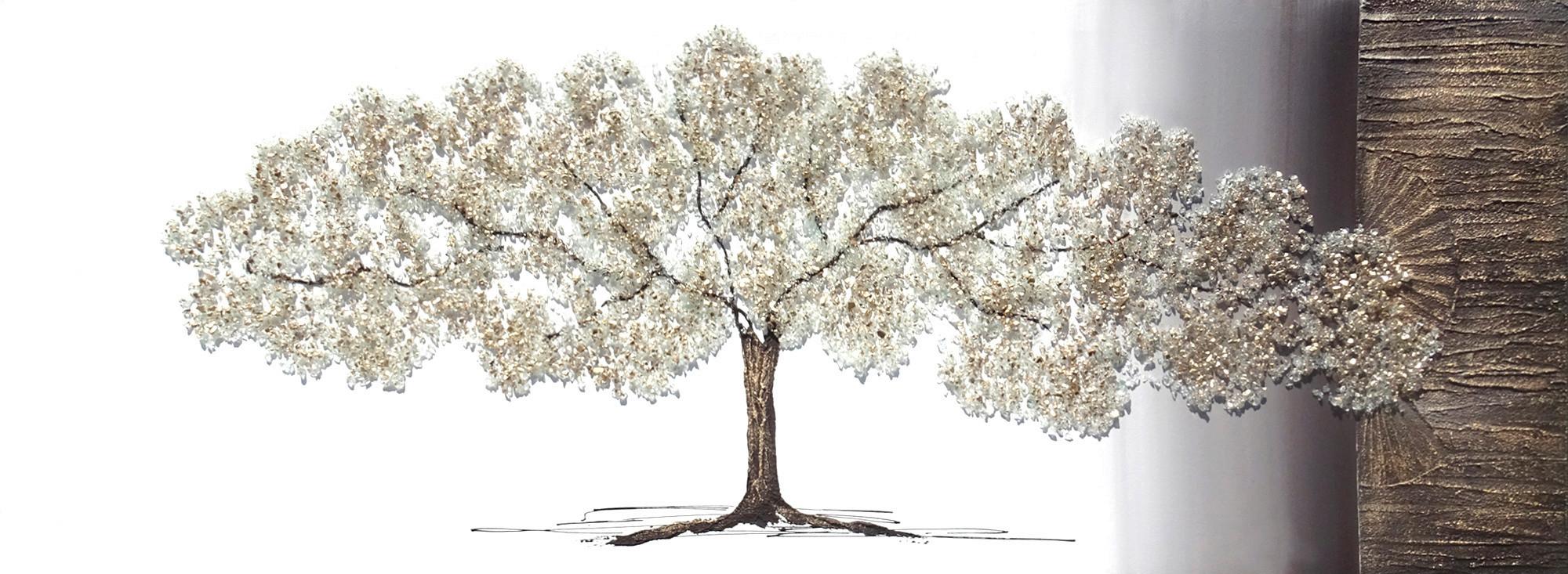 OBRAZ OLEJNY 8434155247904 - biały/kolor złoty, Lifestyle, materiał drewnopochodny/tkanina (150/55cm) - Monee