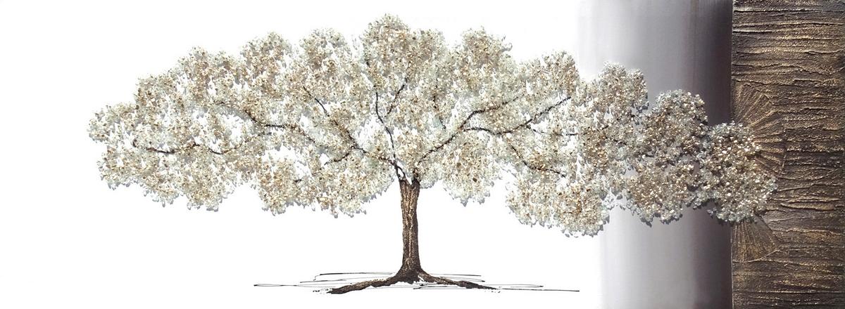 OBRAZ OLEJNY 8434155247904 - biały/kolor złoty, Lifestyle, materiał drewnopochodny/tkanina (150/55cm) - Monee