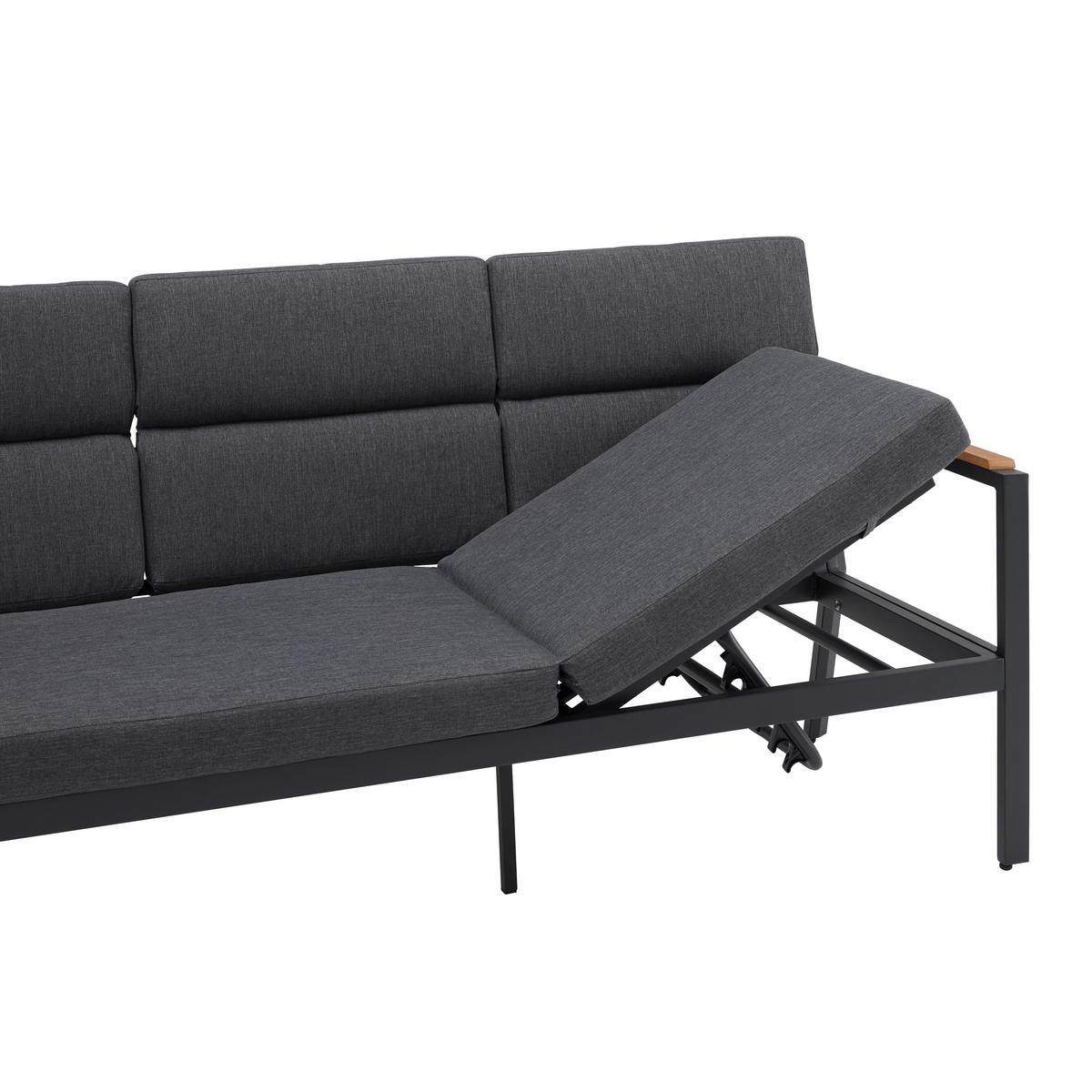 Vrtna Garnitura Eleonora - tamno siva/prirodne boje, Moderno, metal/tekstil (263/84/77cm) - Bessagi Garden