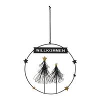 Dekohänger Finja Schwarz/Goldfarben - Goldfarben/Schwarz, Konventionell, Textil/Metall (20cm) - Modern Living