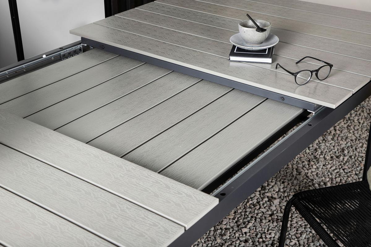 Gartentisch Levels ca. 160x100x75 cm Grau/Schwarz - Schwarz/Grau, KONVENTIONELL, Metall (160/100/75cm) - Gardenson