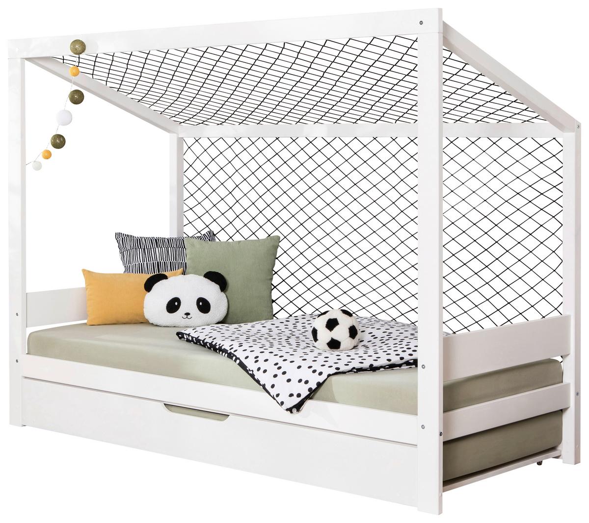 Postelja Soccer, 90x200cm, 2x Letveno Dno, 1x Vzmetnica - bela, Moderno, tekstil/les (90/200cm) - MID.YOU