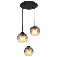 HÄNGELEUCHTE 15749-3H BARRY - Klar/Schwarz, Basics, Glas/Textil (45/120cm) - Globo