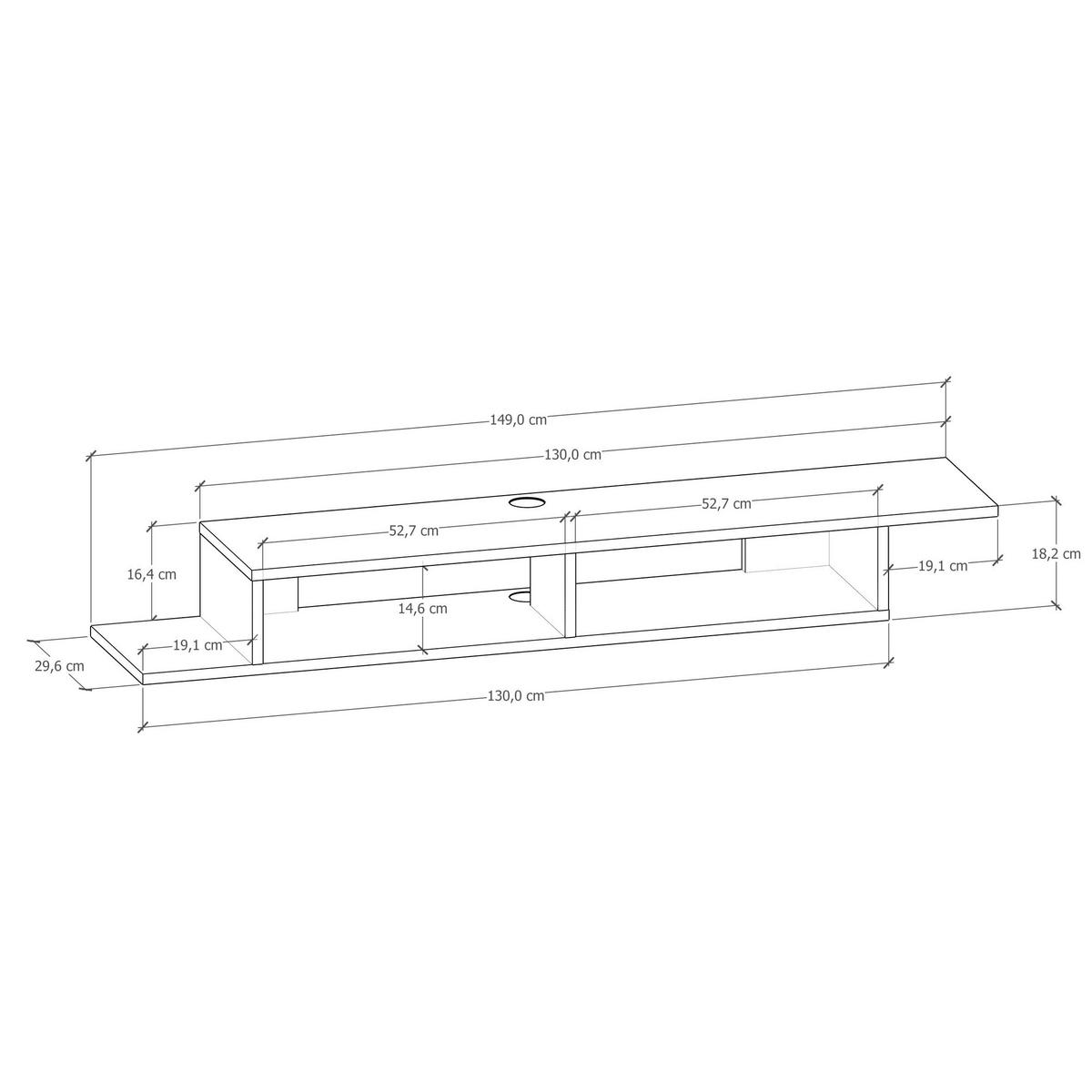Wandboard Artemis ca. 149x14,4x30 cm Anthrazit - Anthrazit, Design, Holzwerkstoff (149/16,4/29,6cm) - Livetastic