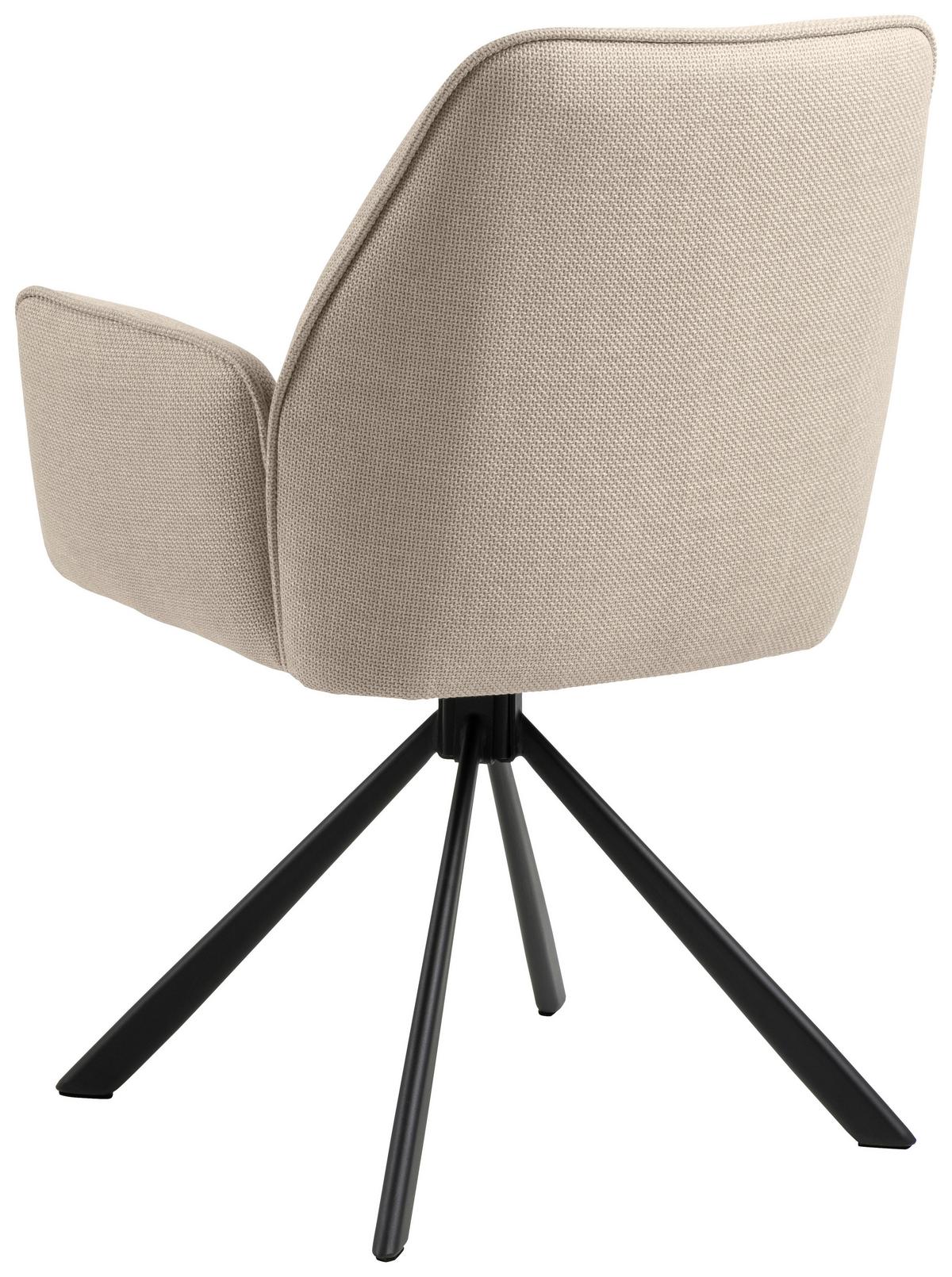 KRZESŁO Z PODŁOKIETNIKAMI GLENDA - beżowy/czarny, Trend, metal/tkanina (61/88,5/63cm) - MID.YOU
