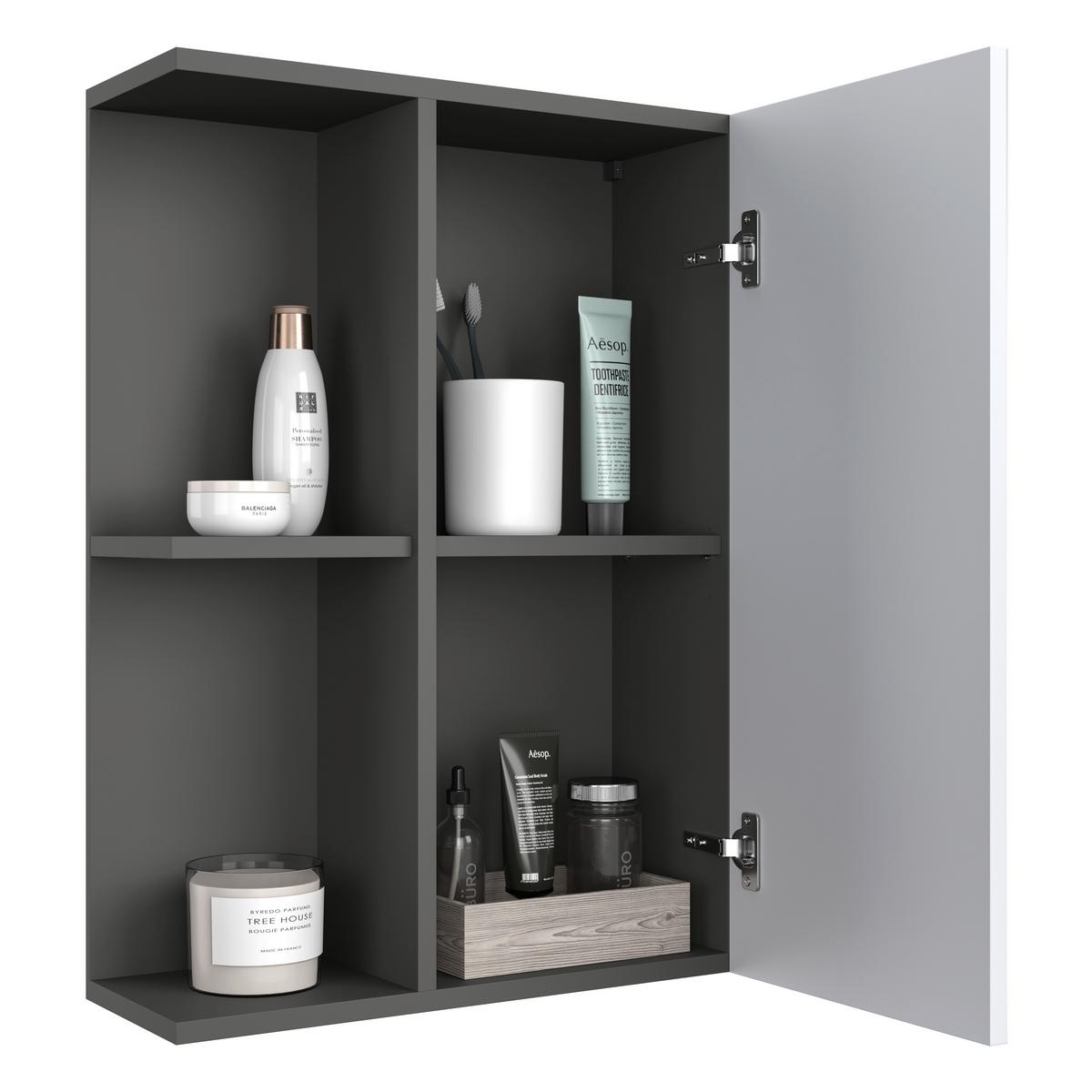 Element S Ogledalom Pearl New - bijela/antracit, Konvencionalno, staklo/drvni materijal (70/71/23cm)