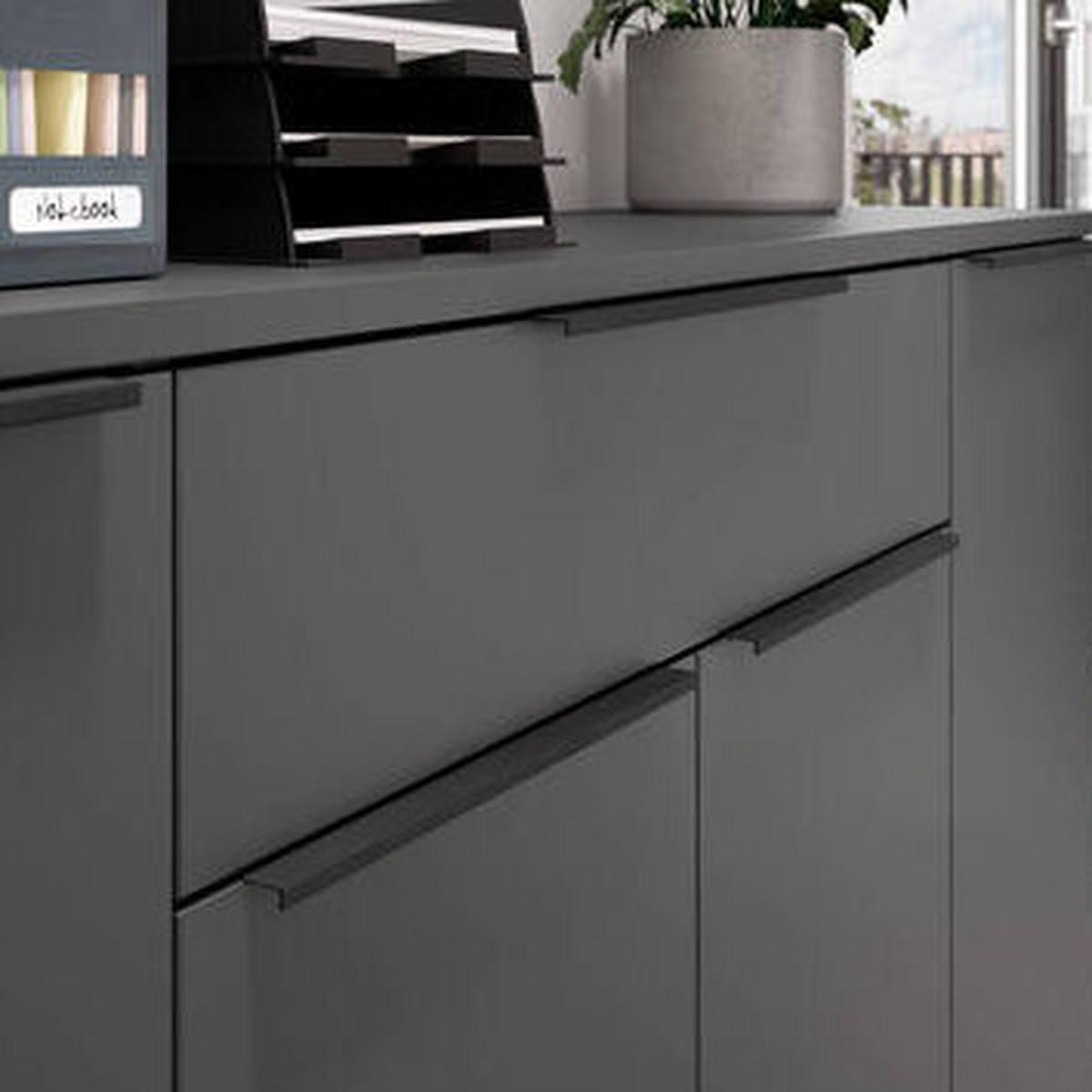 Sideboard Ribera in Graphitfarben - Graphitfarben/Schwarz, MODERN, Holzwerkstoff/Kunststoff (160/101/40cm) - Premium Living