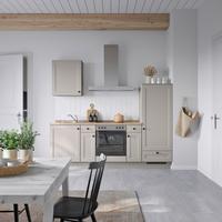 Küchenblock Cascada Low m. Geräten Grau - Eiche dunkel/Schwarz, MODERN, Holzwerkstoff/Metall (240cm) - Nobilia