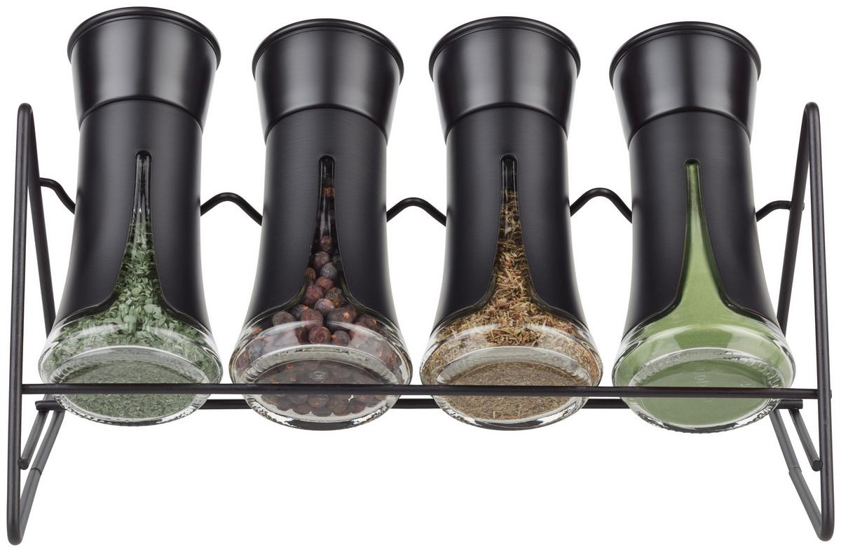 Gewürzregal Aurelius in Schwarz - Schwarz, Modern, Glas/Kunststoff - Premium Living