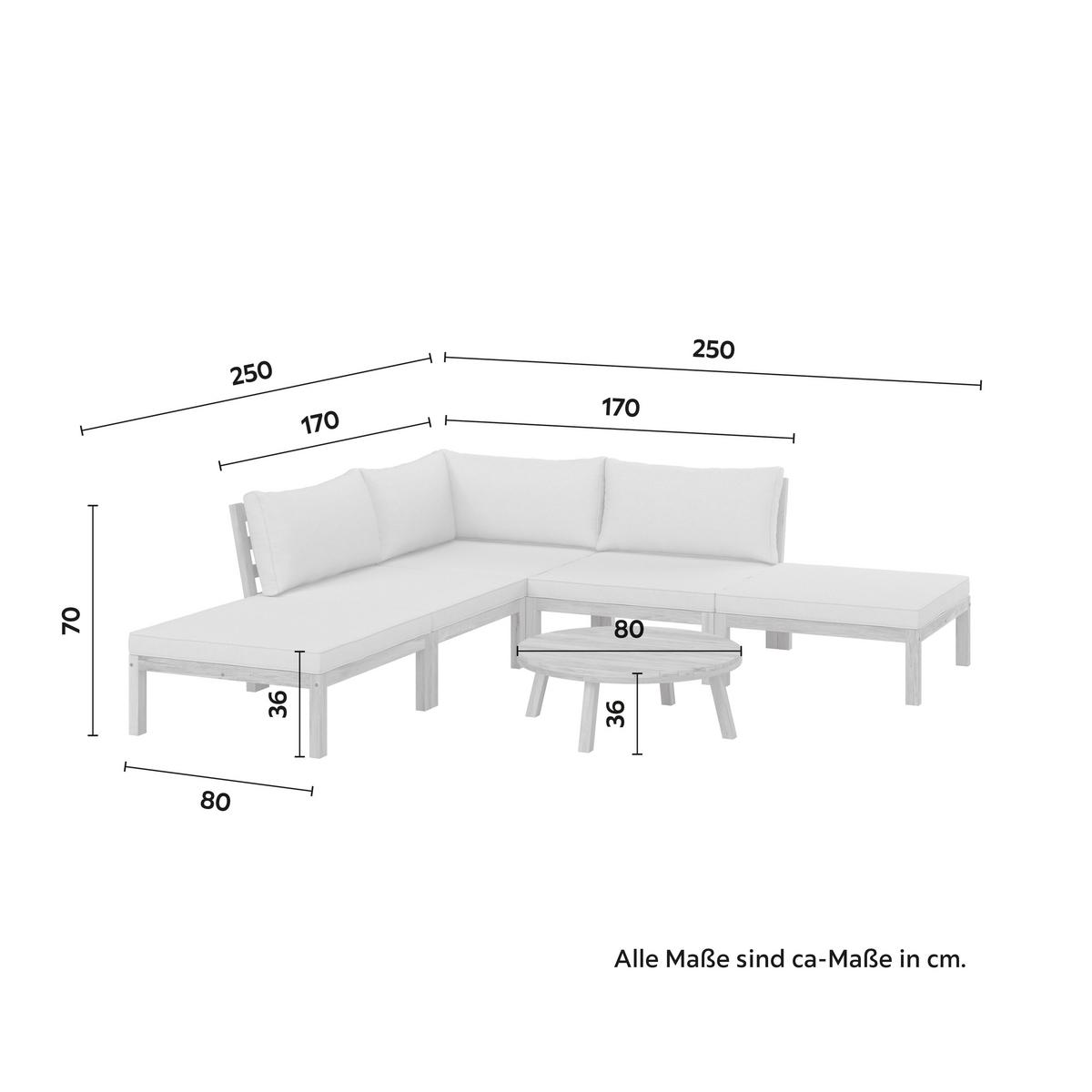 Lounge Garnitura Lina, Krem - krem barve/barve akacije, Moderno, tekstil/les (250/70/80cm) - Bessagi Garden