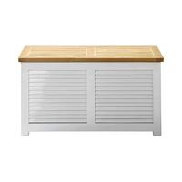 Truhe Classic ca.90x48x30cm Teakholz,Weiß - Weiß/Teakfarben, ROMANTIK / LANDHAUS, Holz (90/48/30cm) - MID.YOU