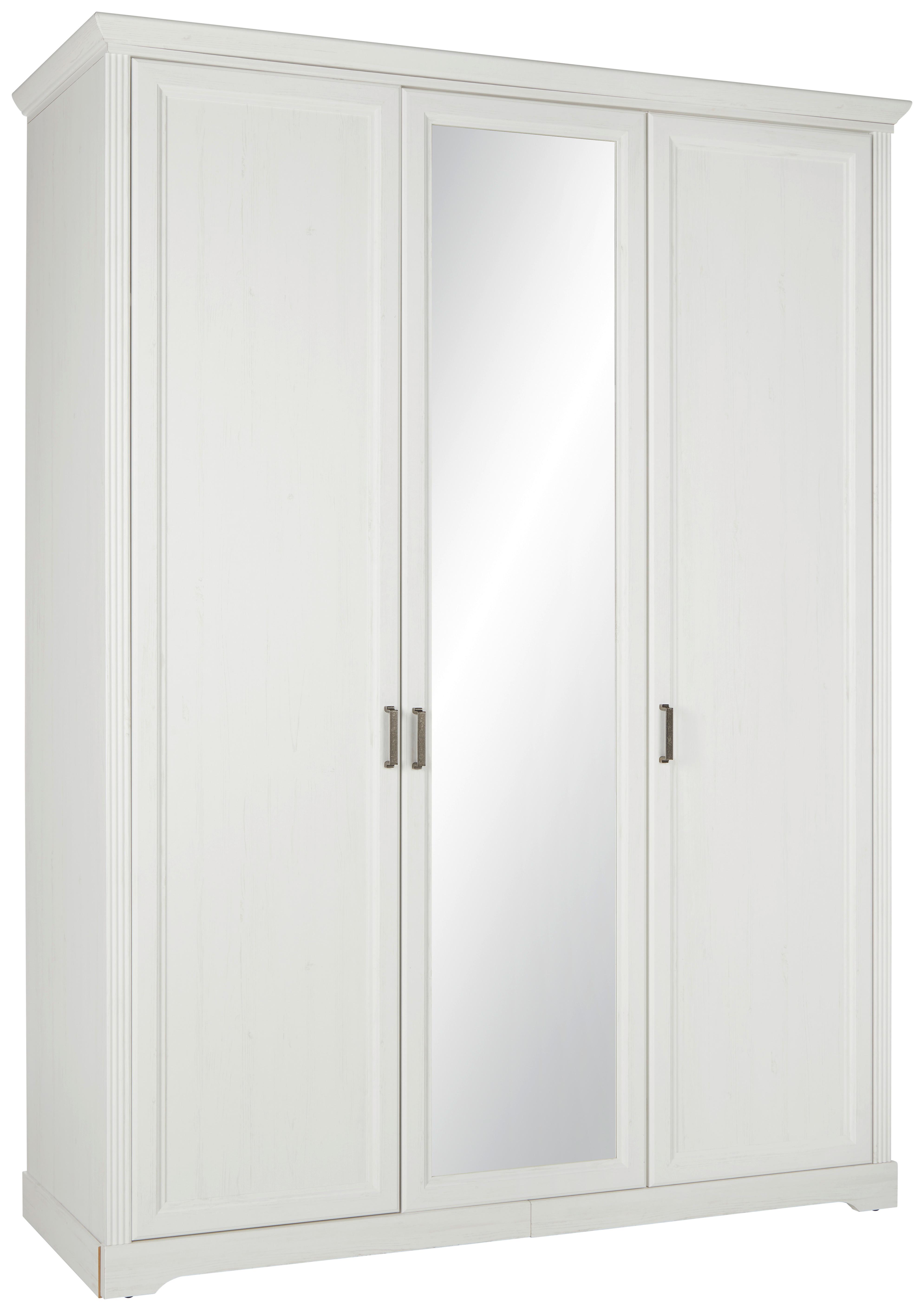 Drehtürenschrank Marilou Weiß - Weiß/Nickelfarben, ROMANTIK / LANDHAUS, Holzwerkstoff/Metall (160/220/64cm) - Mömax