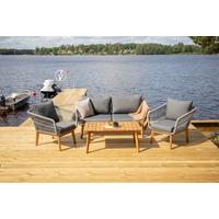 Loungegarnitur Chania 4-tlg. m. Kissen Grau/Akazie - Grau/Akaziefarben, KONVENTIONELL, Holz/Textil (164/75null) - Gardenson