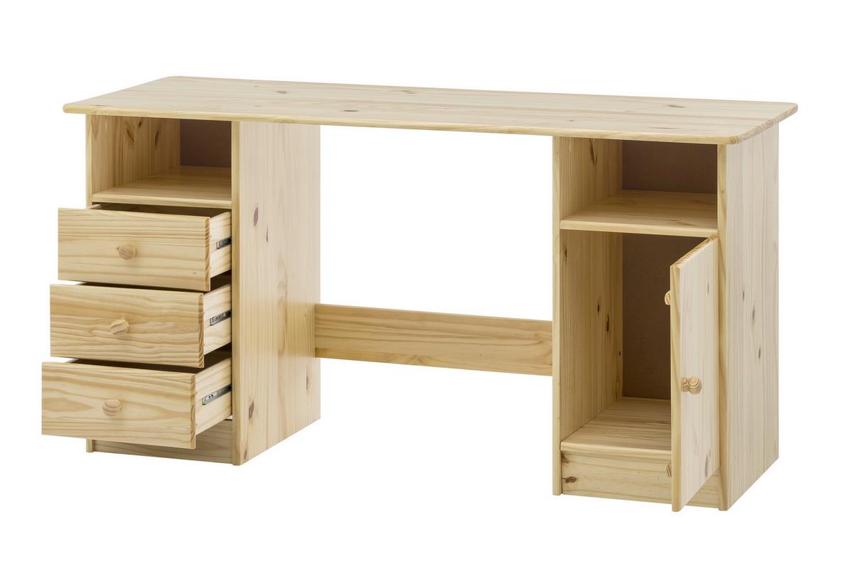 Schreibtisch Kiefer Echtholz ca. 144x54x73 cm. LxBxH - Naturfarben, Natur, Holz (144/54/73cm) - Livetastic