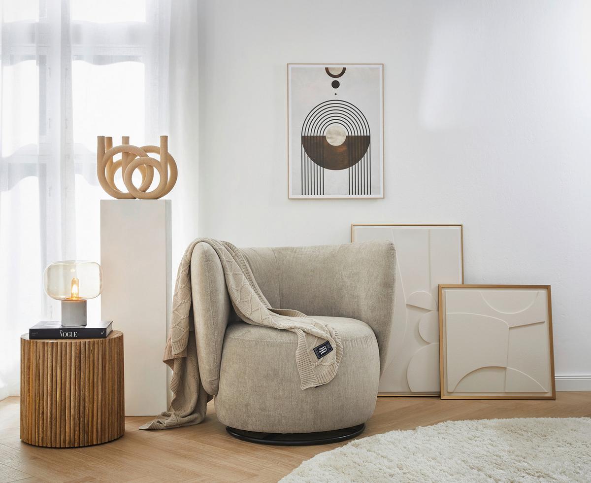 Cocktailsessel Boli Sandfarben - Sandfarben/Schwarz, Design, Textil/Metall (92/80/84cm) - Livetastic