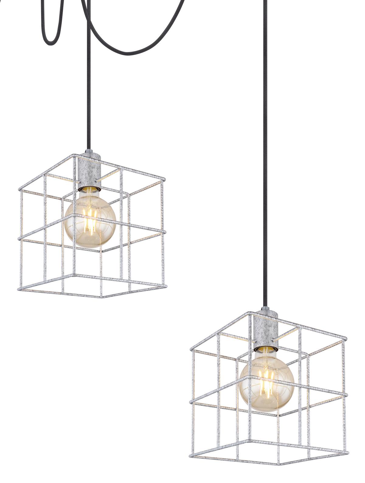 Hängeleuchte Merril Zinkfarben max. 60 Watt - Zinkfarben, Design, Metall (20/300cm) - Globo