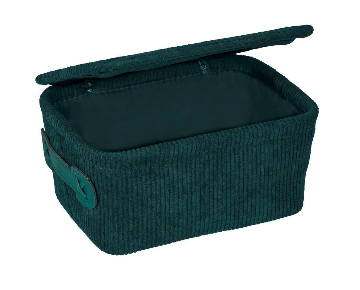 KOSZYCZEK DO PRZECHOWYWANIA ANELA - ciemnozielony, Basics, tkanina (19/10/14cm) - Wenko