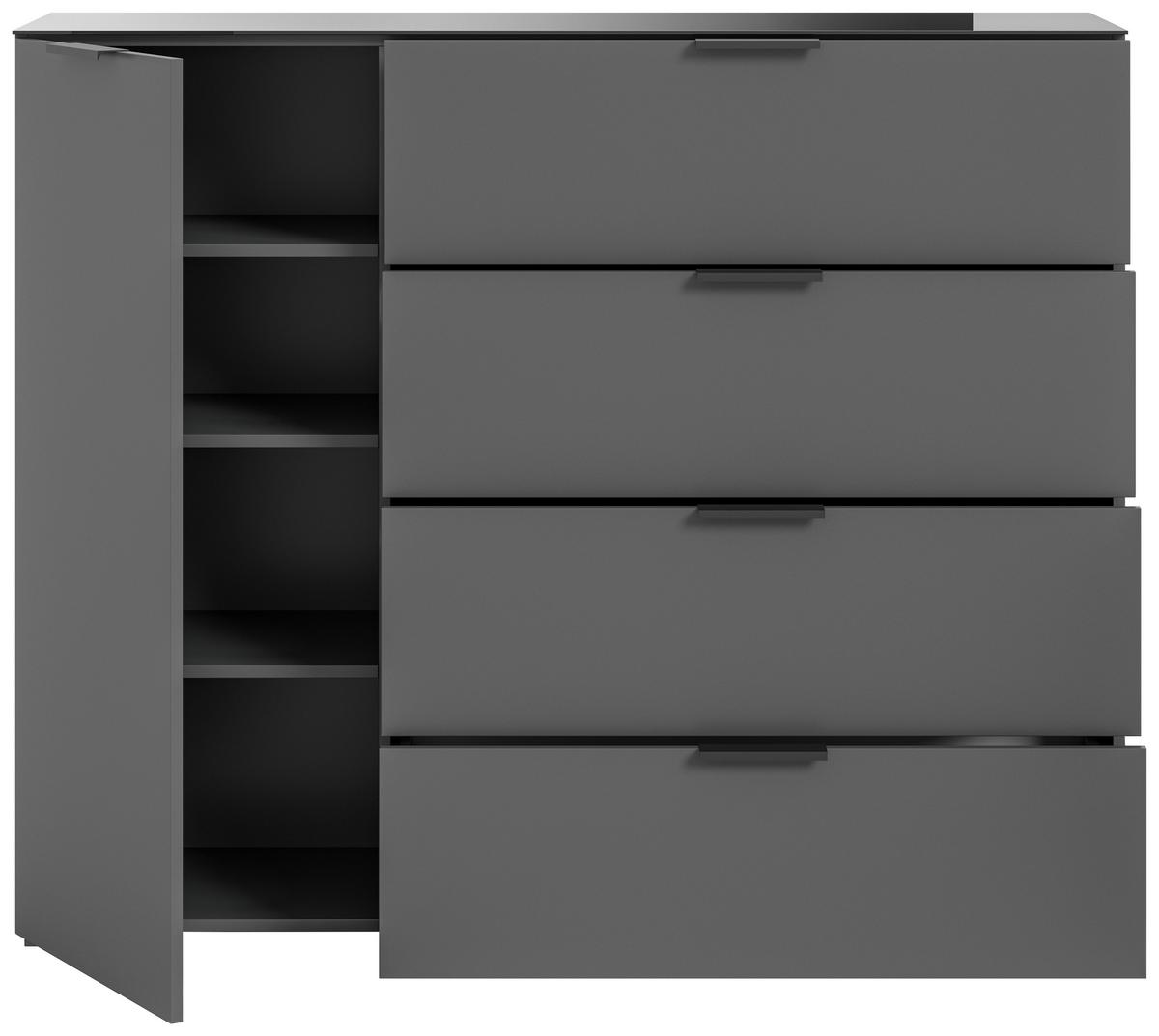 Kommode Ray ca. 135x112 cm Anthrazit - Anthrazit, Design, Glas/Holzwerkstoff (135/112/40cm) - Livetastic
