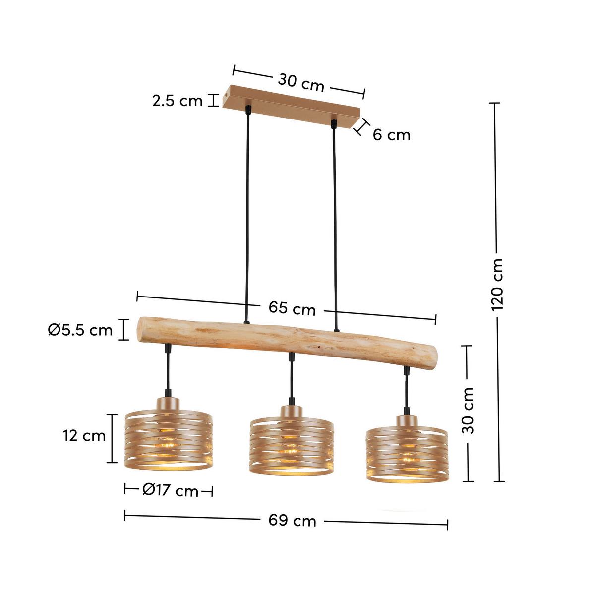 LAMPA WISZĄCA MARY - kolor naturalny/czarny, Trend, tworzywo sztuczne/metal (69/17/120cm) - Novel