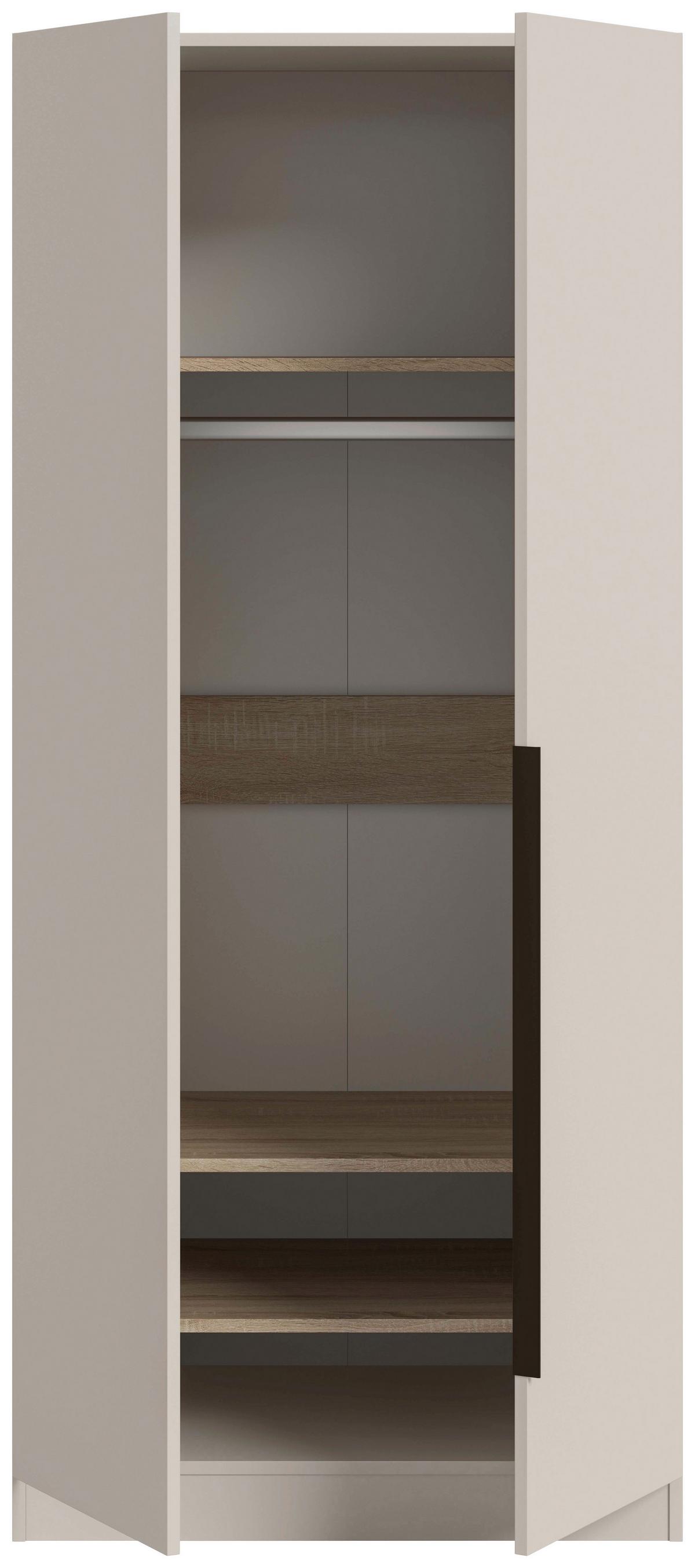 Drehtürenschrank Kopenhagen Kaschmir - Kaschmir/Schwarz, MODERN, Holzwerkstoff/Kunststoff (80/181/52cm) - Livetastic