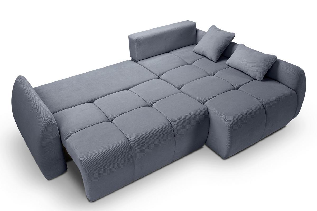 Ecksofa Sancho Long Blaugrau - Blaugrau/Schwarz, Basics, Holz/Kunststoff (255/155cm) - MID.YOU