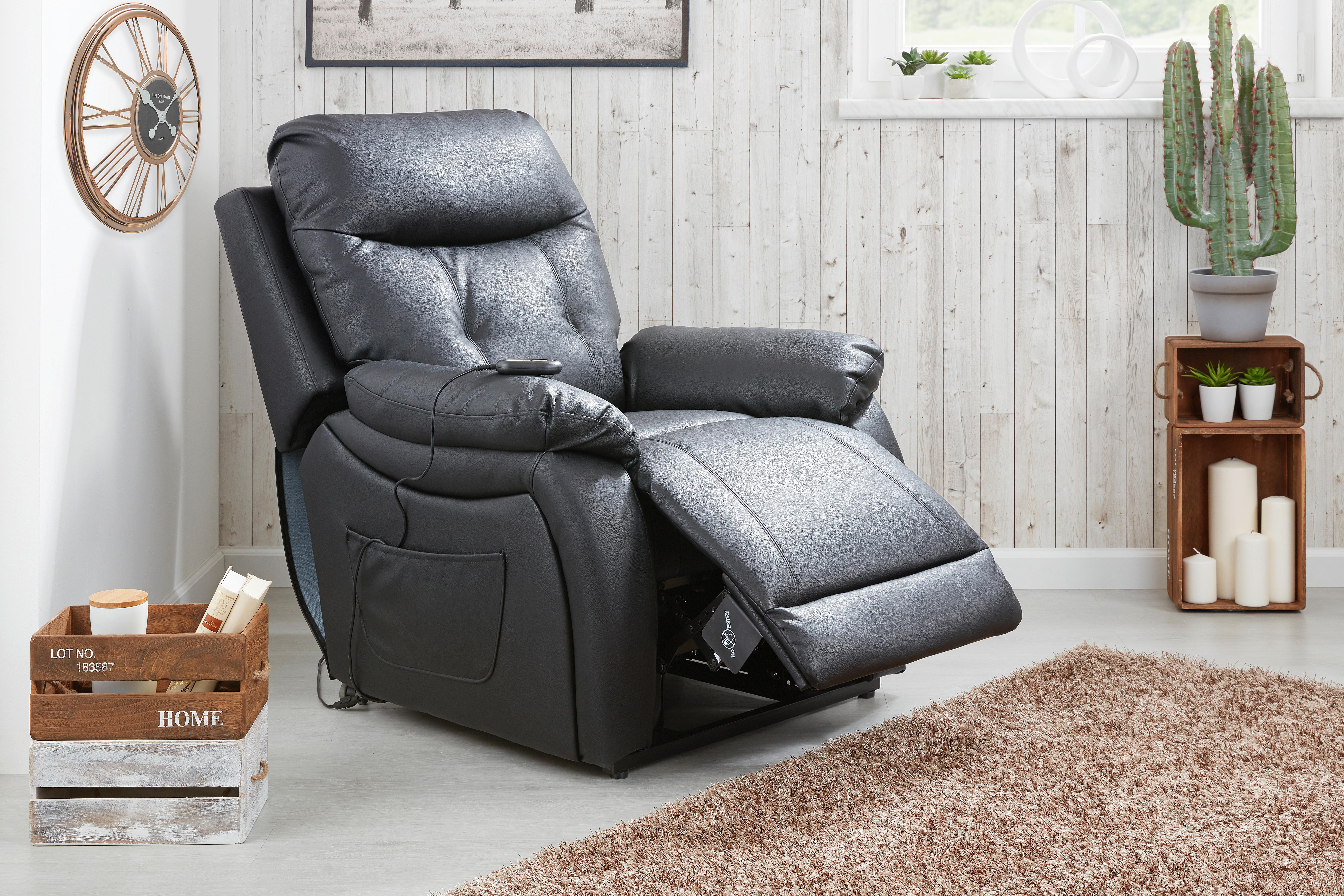 Tv Fotelj Mario, Relax Funkcija, Črna - črna, Konvencionalno, kovina/umetna masa (89/107-79/94-165cm) - James Wood