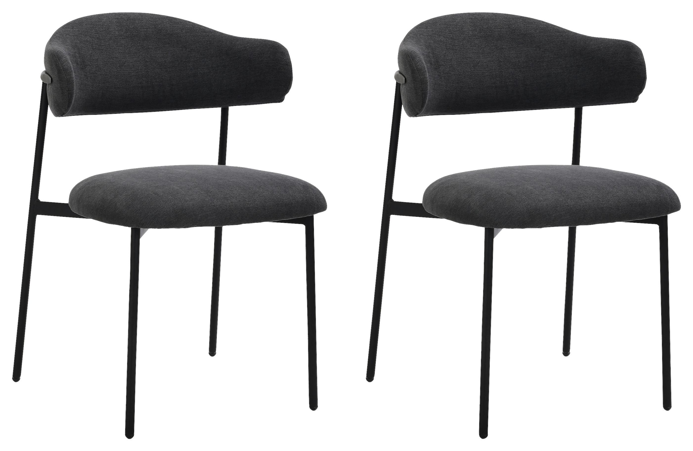 Stuhlset JERSEY Dunkelgrau, Webstoff - Dunkelgrau/Schwarz, Design, Textil/Metall (58/78/54,5cm) - MID.YOU