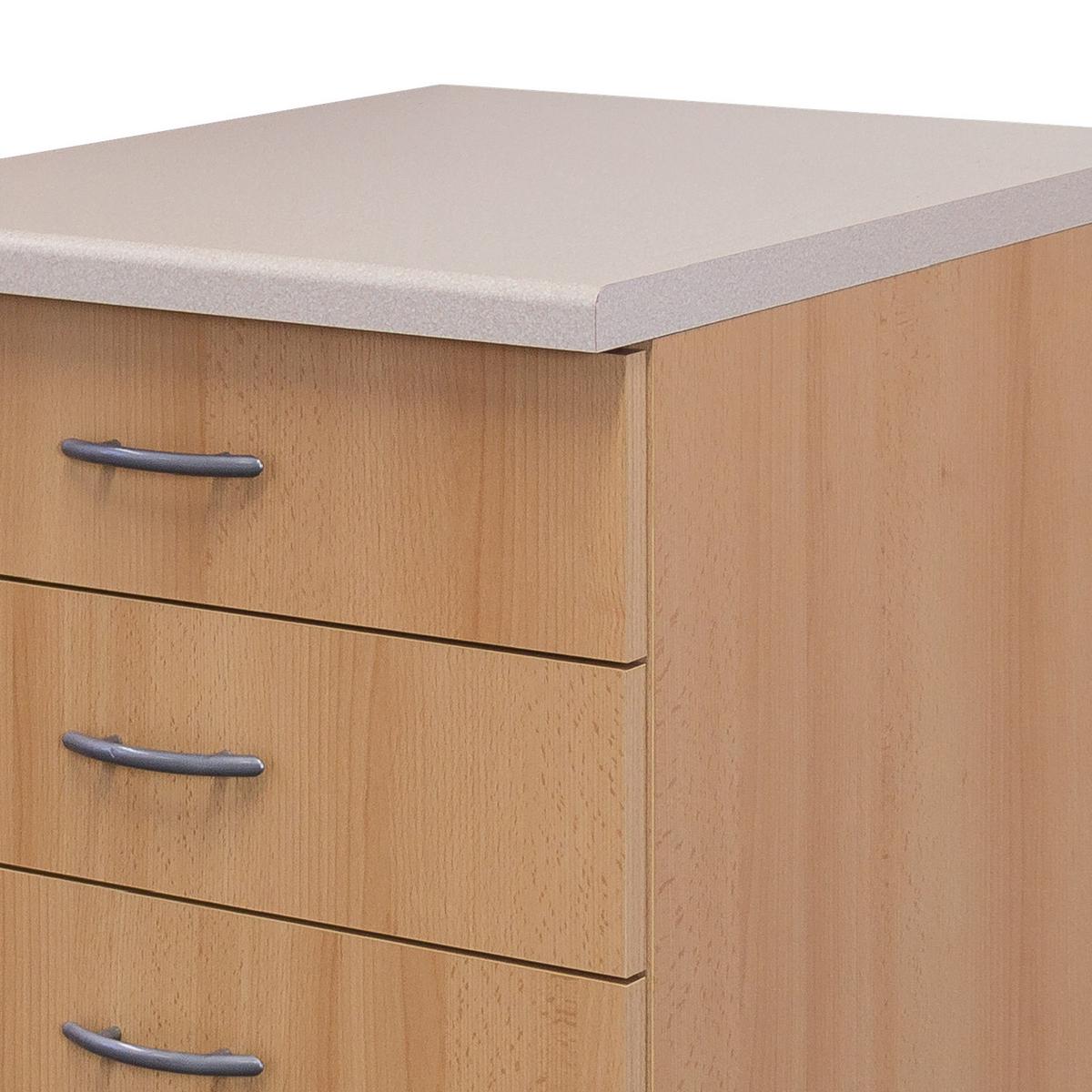 Küchenunterschrank "Nano" , Buche - Edelstahlfarben/Beige, Holzwerkstoff/Kunststoff (50/85/60cm) - FlexWell