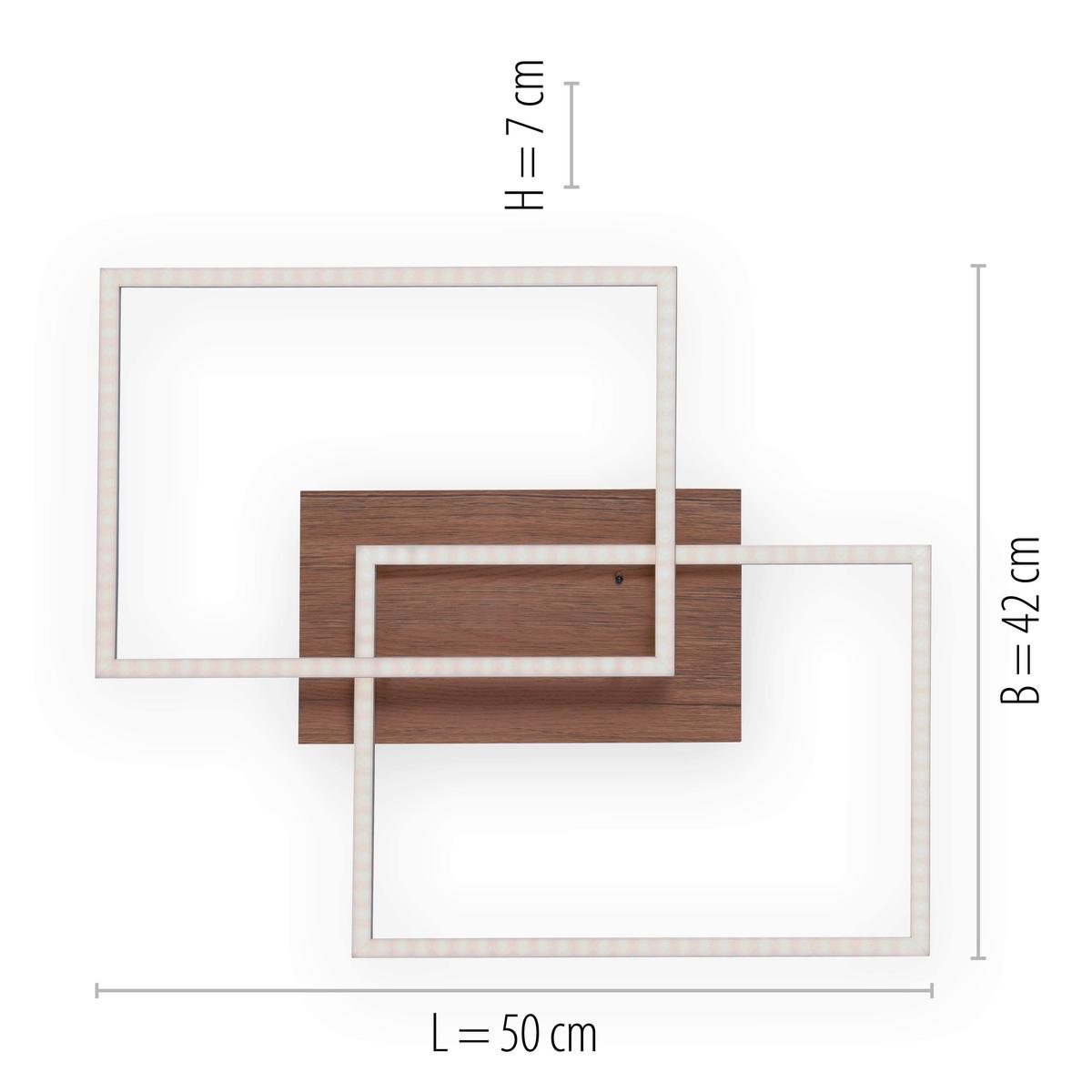 LED-Deckenleuchte Iven max. 35 Watt - Eichefarben/Nickelfarben, Natur, Kunststoff/Metall (50,4/42/7cm)