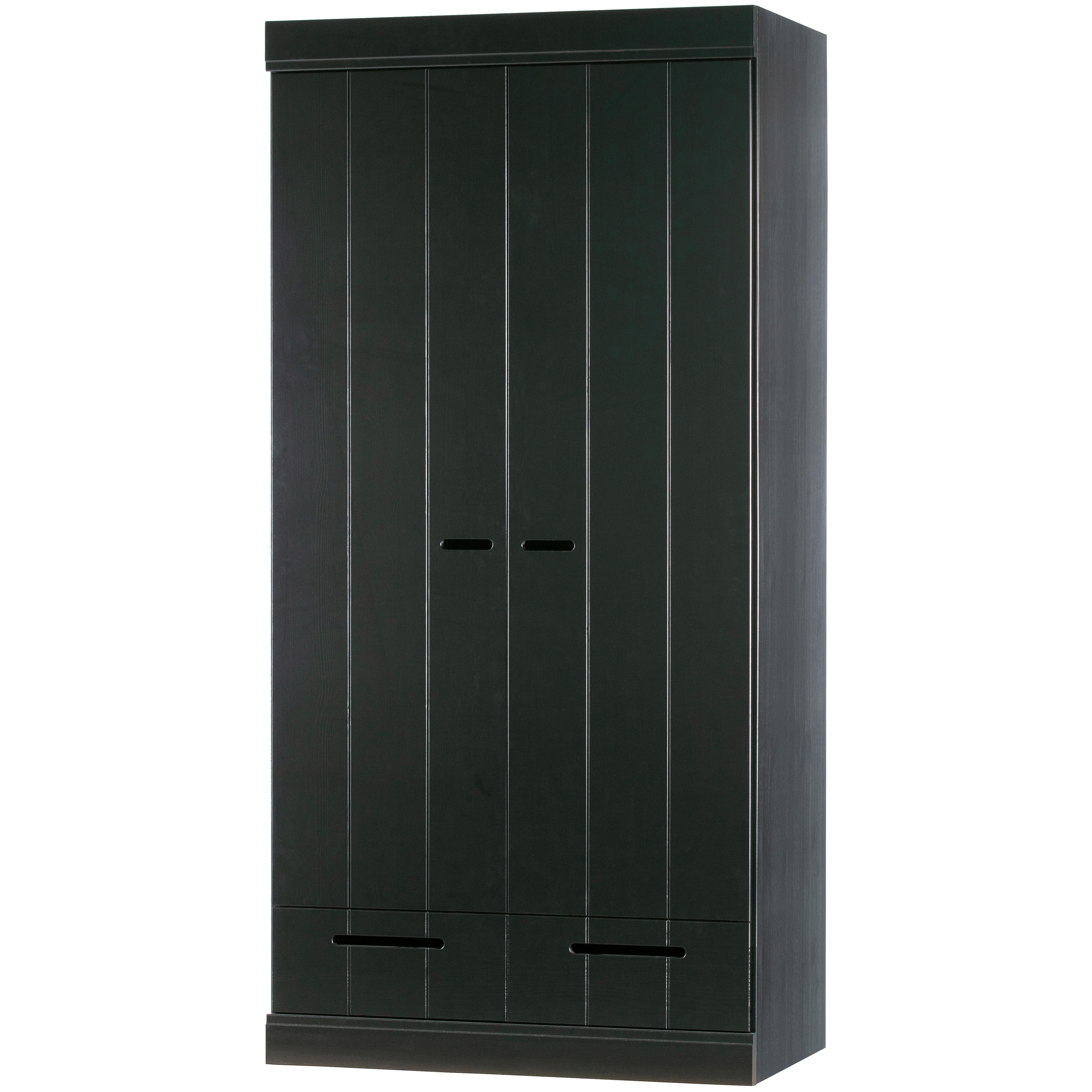 Drehtürenschrank Connect Schwarz - Schwarz, Design, Holz (94/195/53cm) - Livetastic