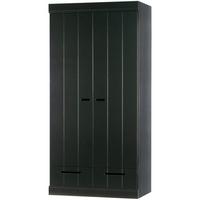Drehtürenschrank Connect Schwarz - Schwarz, Design, Holz (94/195/53cm) - Livetastic