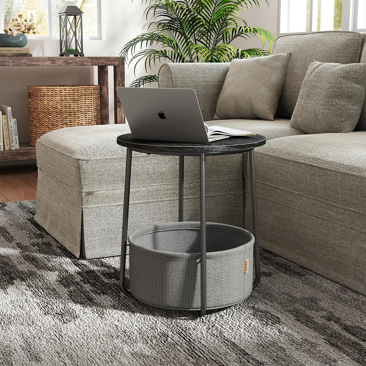 Beistelltisch in Grau, Schwarz, rund - Schwarz/Grau, Trend, Holzwerkstoff/Textil (45/50/45cm) - MID.YOU