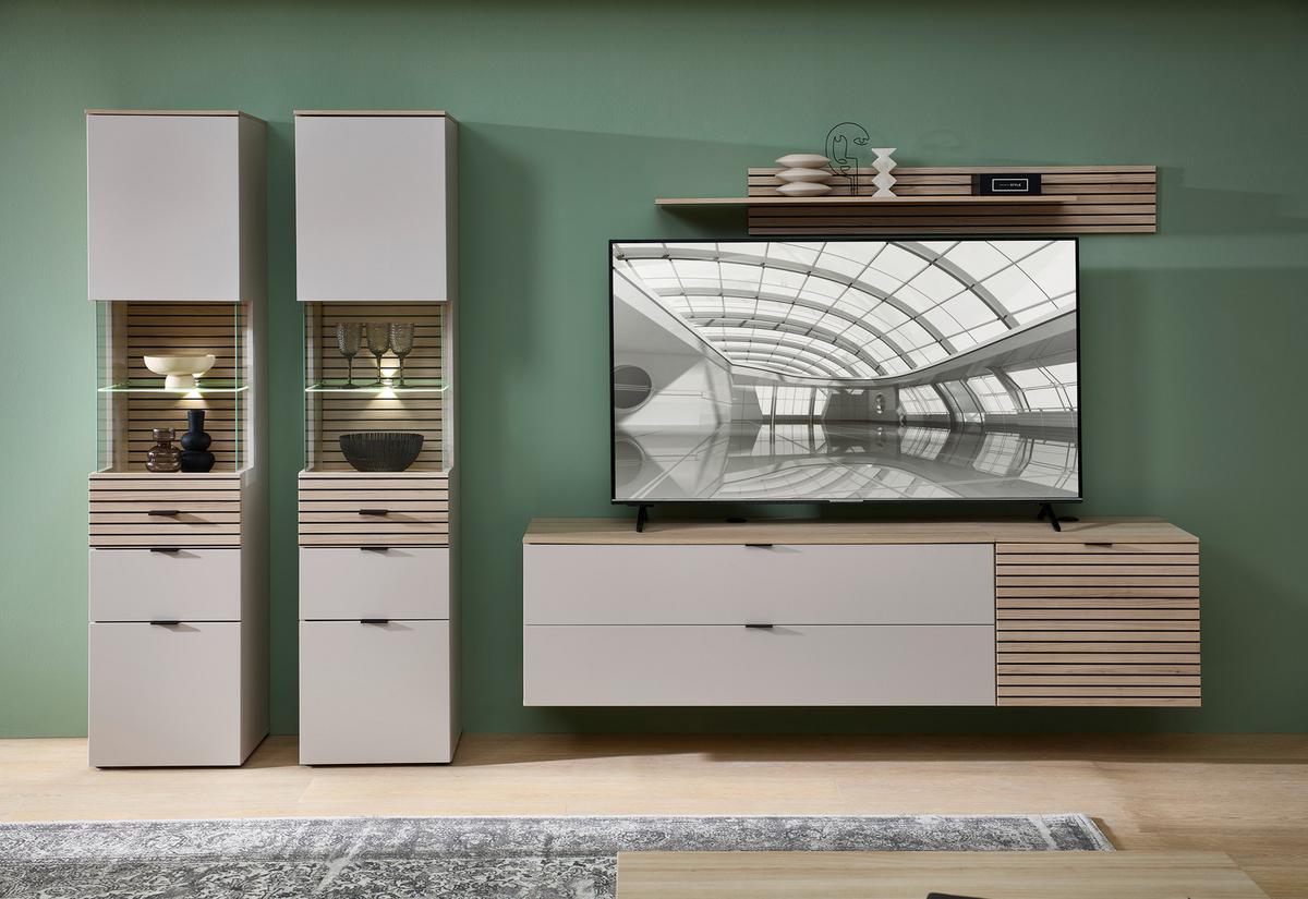 Highboard Memphis Eichefarben/Kaschmir - Kaschmir/Eichefarben, MODERN, Holzwerkstoff/Metall (84/125/45cm) - Premium Living