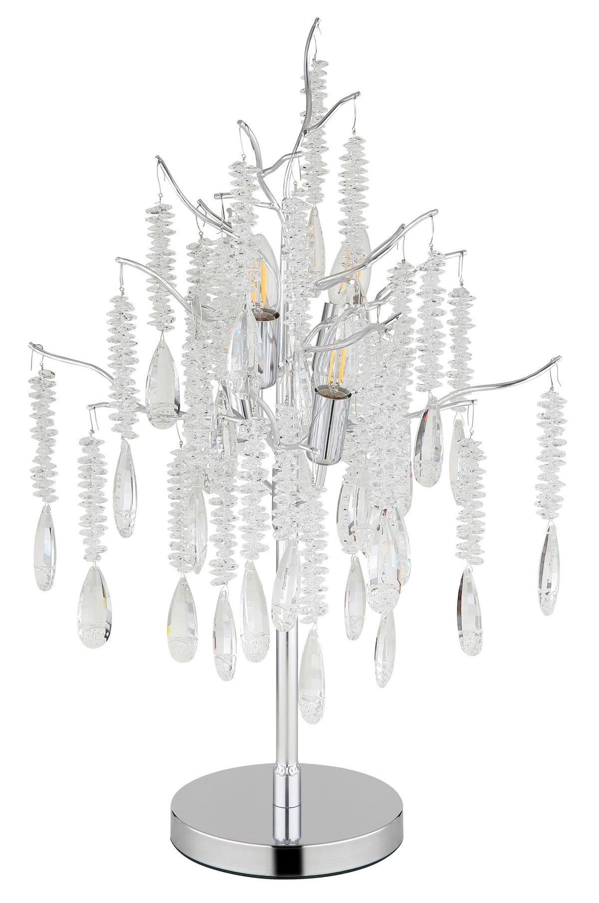 Stolna Svjetiljka Kinga - srebrne boje/prozirno, Konvencionalno, staklo/metal (41/67cm) - Globo