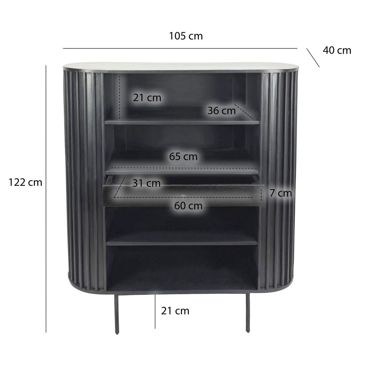 Regal Wl7.013 - Schwarz, Design, Holz/Metall (105/122/40cm) - Livetastic
