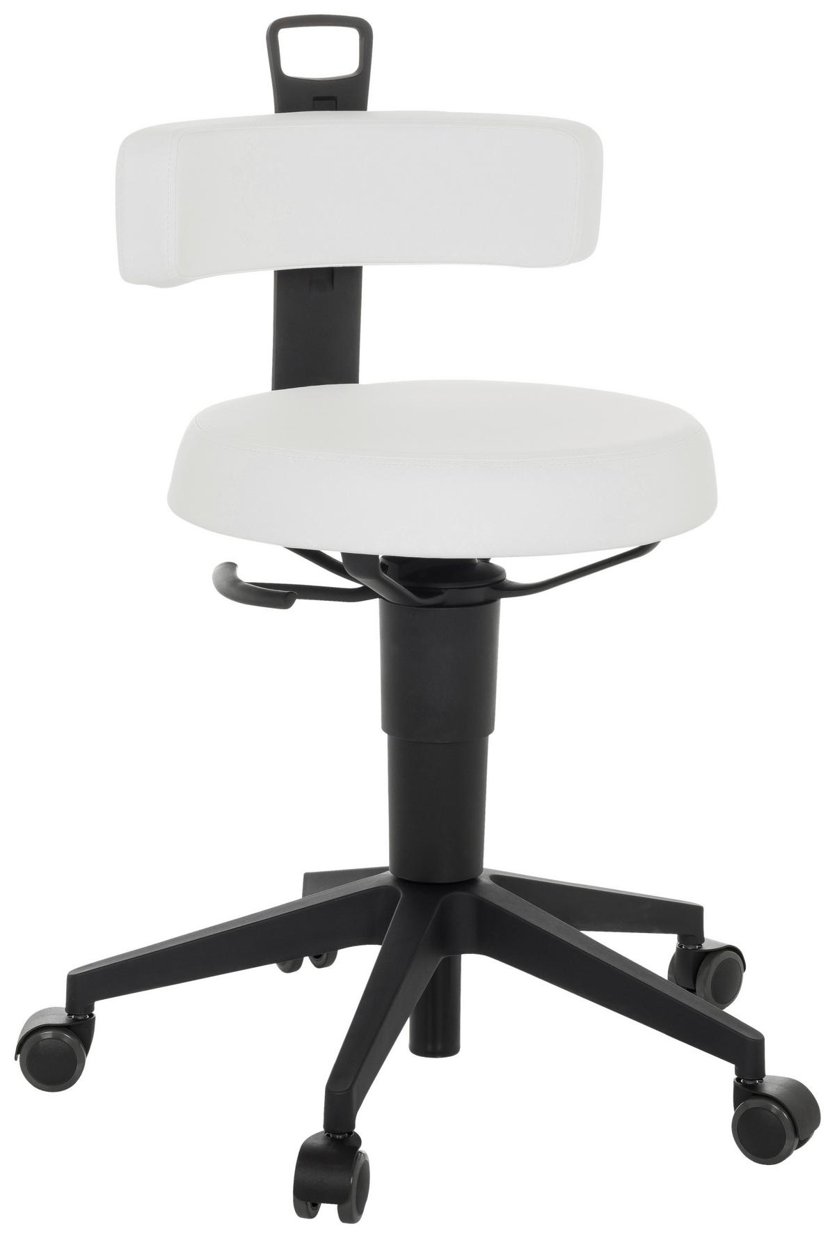 Bürohocker Top Work Flex Pu Weiß/Schwarz - Schwarz/Weiß, Basics, Leder/Kunststoff (40/74-86/46cm) - MID.YOU