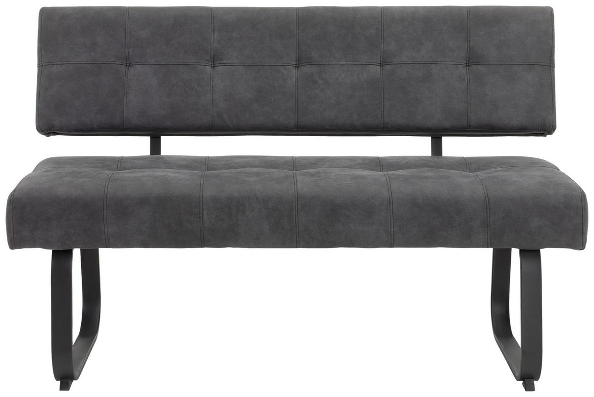 Sitzbank Luise Dunkelgrau - Dunkelgrau/Anthrazit, Trend, Textil/Metall (140/90/64cm) - Carryhome