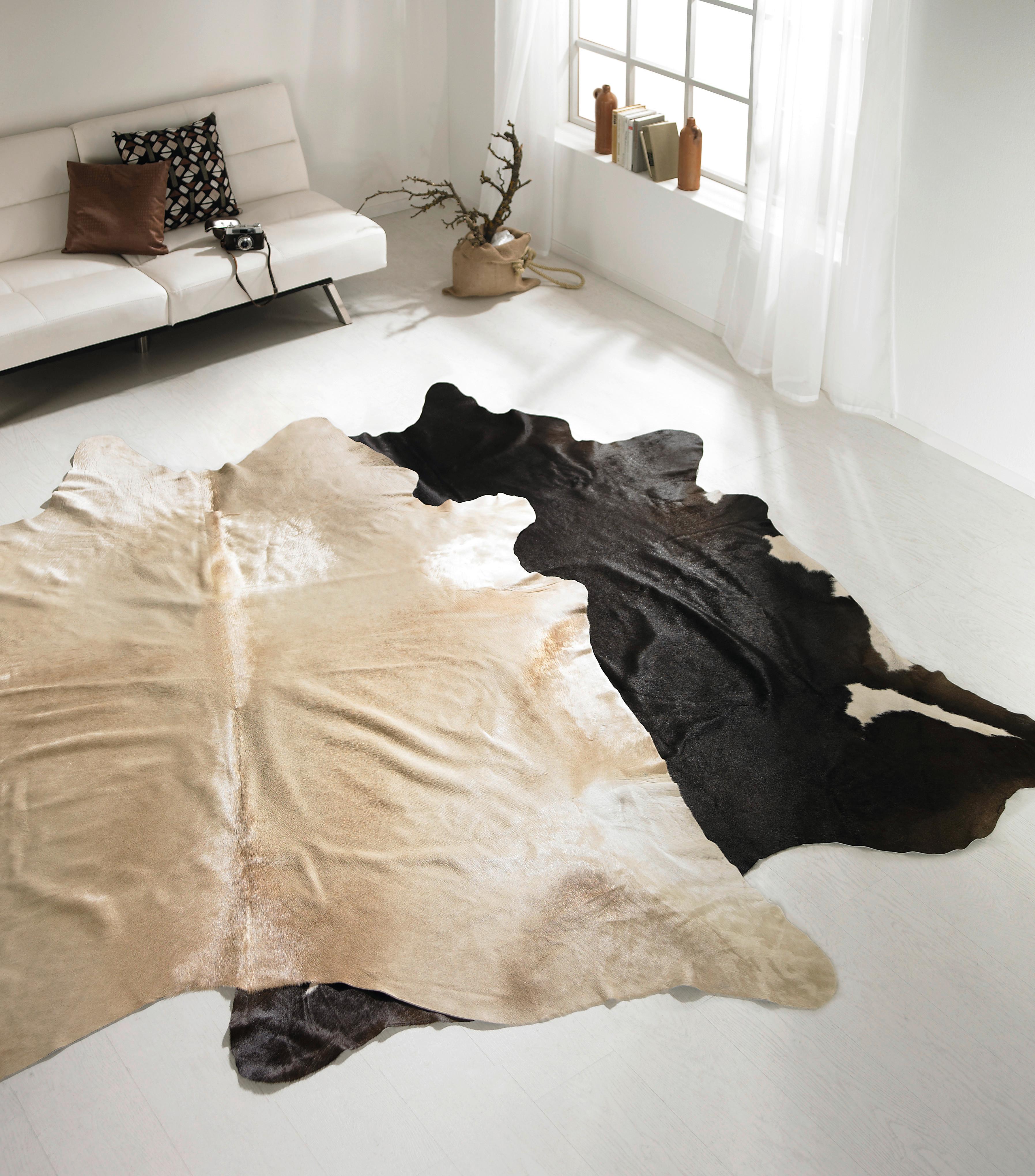 Skóra naturalna HEINO w róźnych kolorach - czarny/brązowy, futro (200/300cm) - Modern Living