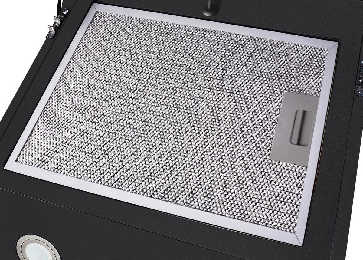 Dunstabzugshaube Hera Metall/ Glas Schwarz mit LED B: 60 cm - Schwarz, Trend, Glas/Metall (59,5/74,2-109,2/38,5cm) - Respekta