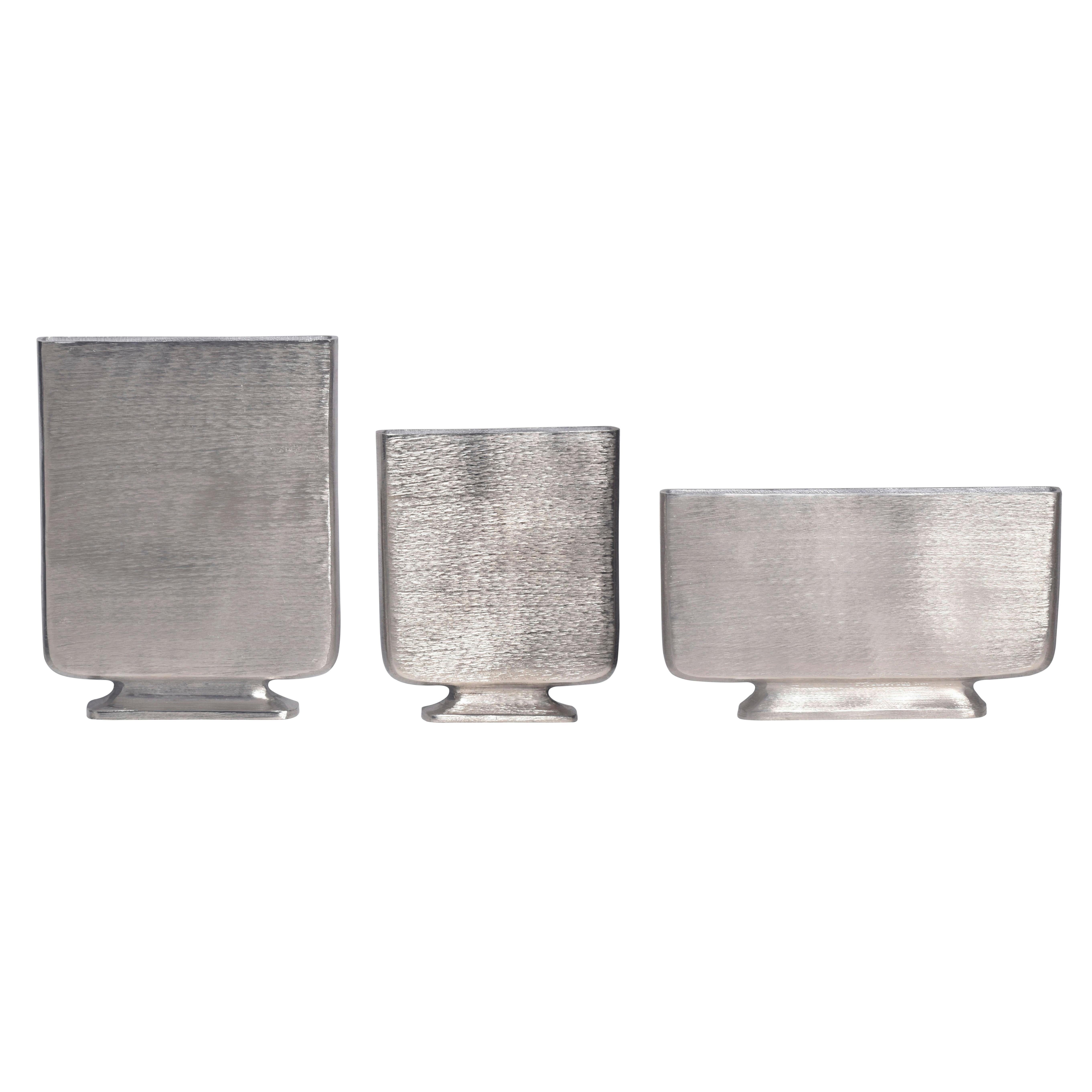 Dekovase 3er-Set Silberfarben - Silberfarben, Design, Metall (26/33/4cm) - Livetastic